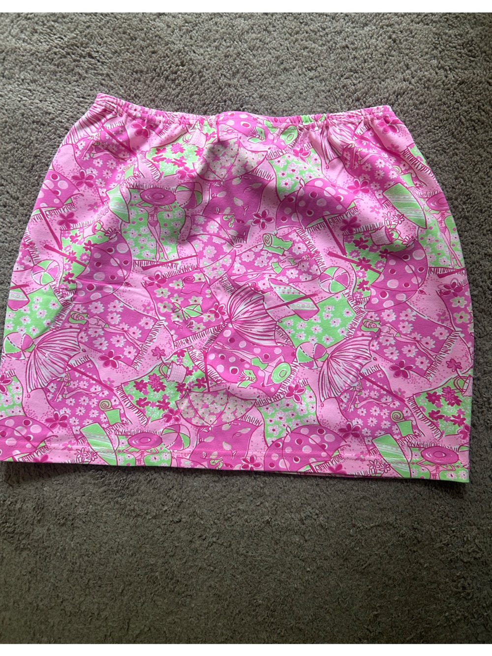 Lilly Pulitzer Pink & Green Floral Beach Print Skirt